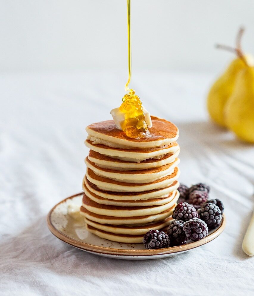 pancakes, honey, stack, stack of pancakes, pouring honey, blackberries, dish, plate, meal, breakfast plate, breakfast, food, tasty, calories, appetizing, food photography, pancakes, pancakes, pancakes, pancakes, pancakes, honey, honey, honey, honey, breakfast